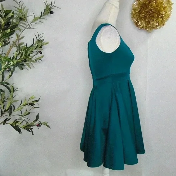 Alya Women's Button Front A- Line Green Short Sleeveless Dress Size XS - Picture 3 of 9